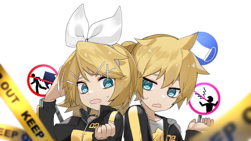 kagamine rin and kagamine len (vocaloid and 1 more) drawn by reirou_(chokoonnpu)