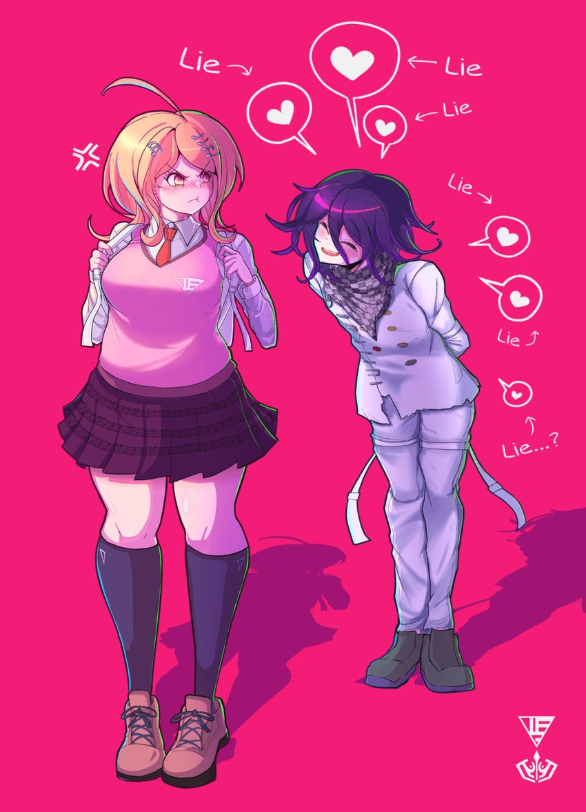 oma kokichi and akamatsu kaede (danganronpa and 1 more) drawn by soshu_(soshuscribbles)