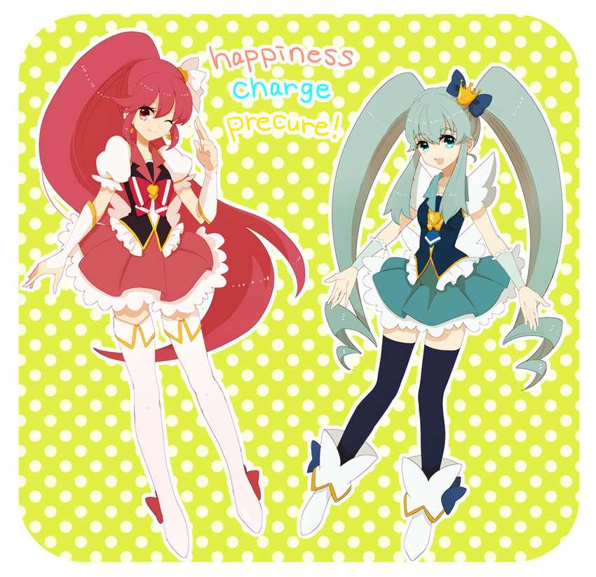 shirayuki hime, aino megumi, cure lovely, and cure princess (precure and 1 more) drawn by meko_(2344927)