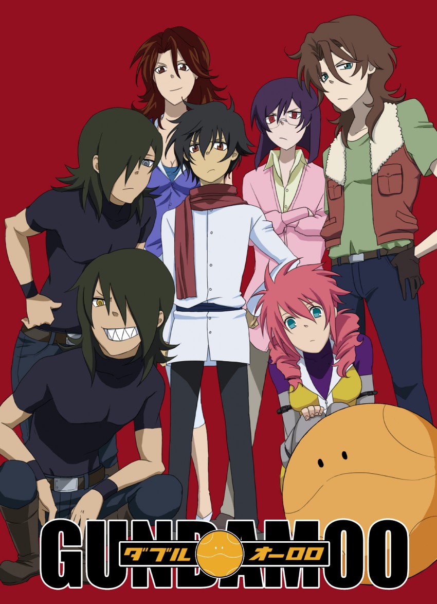 haro, tieria erde, setsuna f. seiei, feldt grace, lockon stratos, and 3 more (gundam and 2 more) drawn by sawa2
