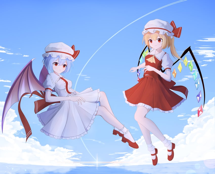 remilia scarlet and flandre scarlet (touhou) drawn by nitronn_(nitrun)