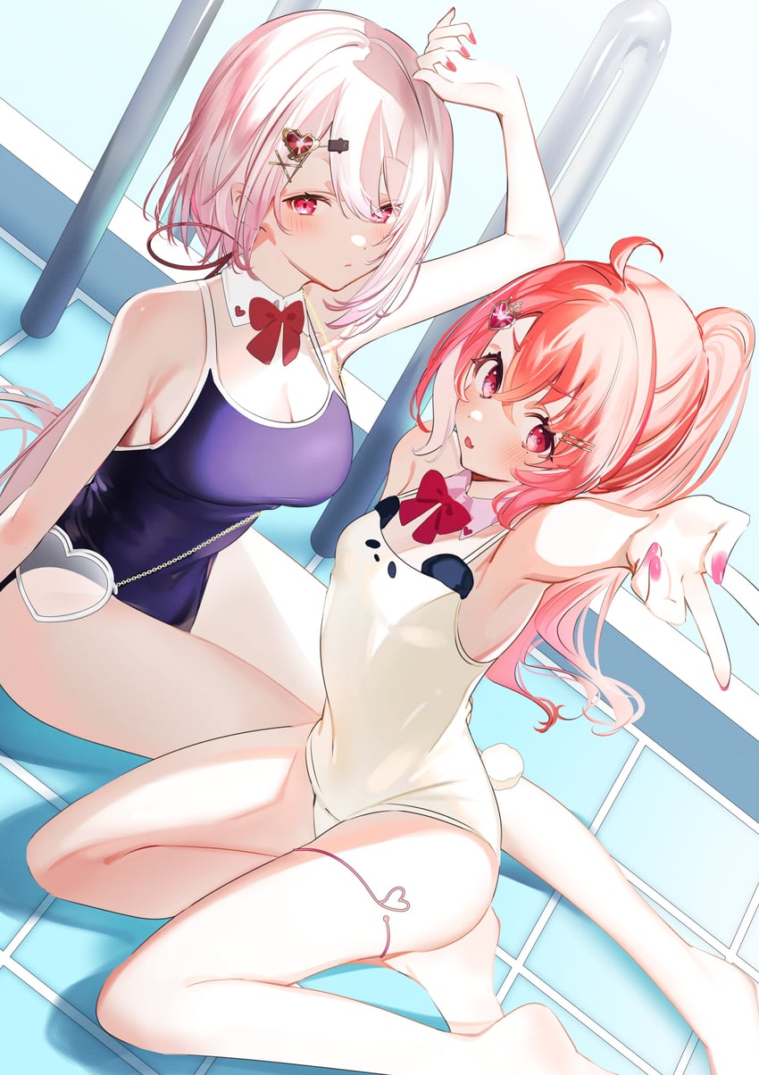 shiina yuika and sasaki saku (nijisanji) drawn by kuma_daigorou