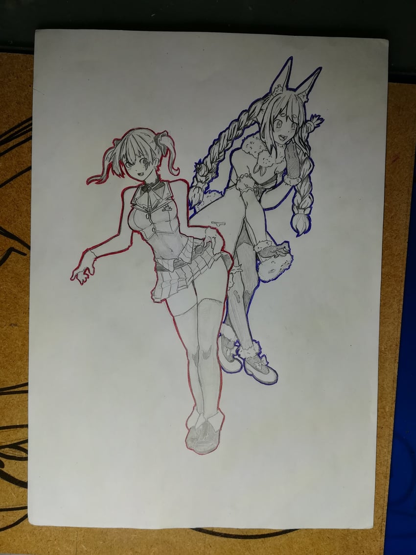 houshou marine and usada pekora (hololive) drawn by sergent_magnom