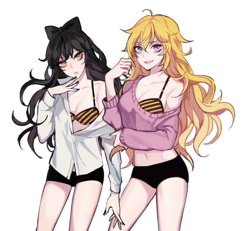 yang xiao long and blake belladonna (rwby) drawn by ecru