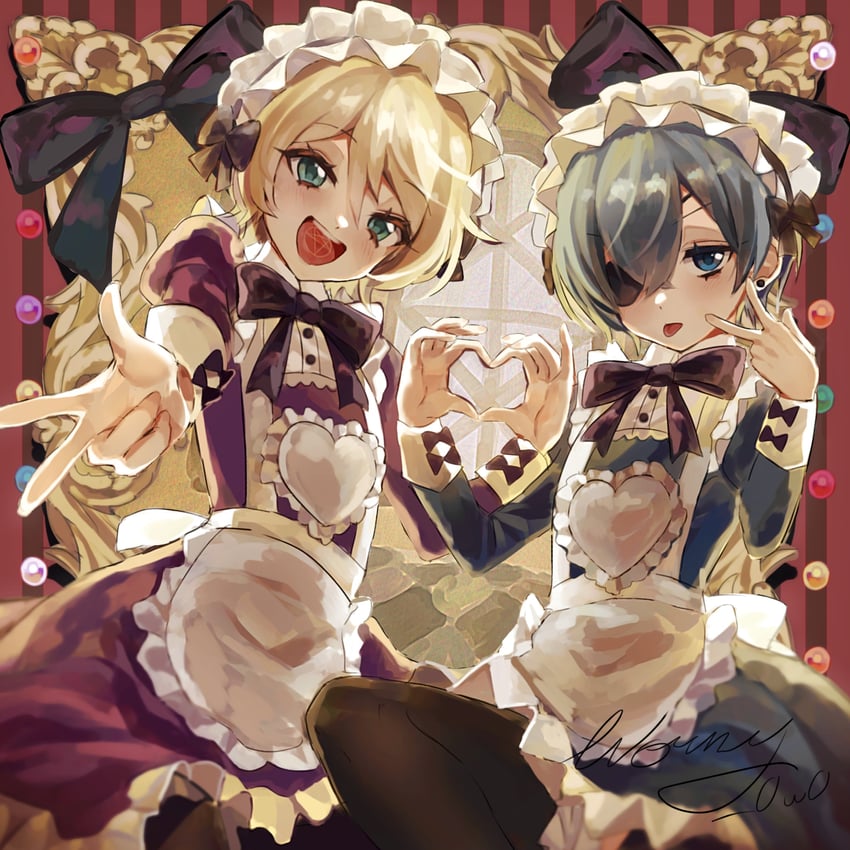 ciel phantomhive and alois trancy (kuroshitsuji) drawn by wormy_owo