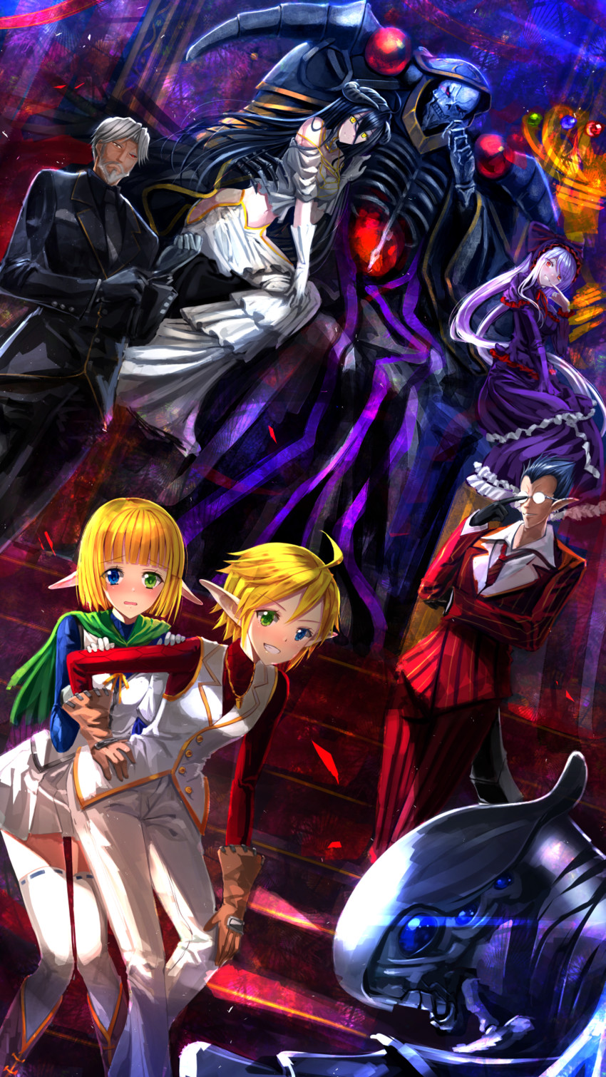 albedo, ainz ooal gown, shalltear bloodfallen, aura bella fiora, mare bello fiore, and 3 more (overlord) drawn by swordsouls