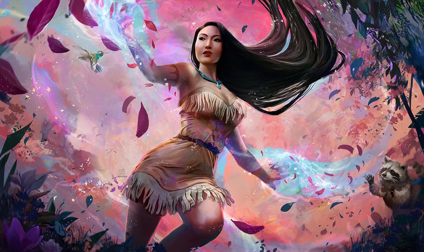 pocahontas and meeko (pocahontas) drawn by clayscence