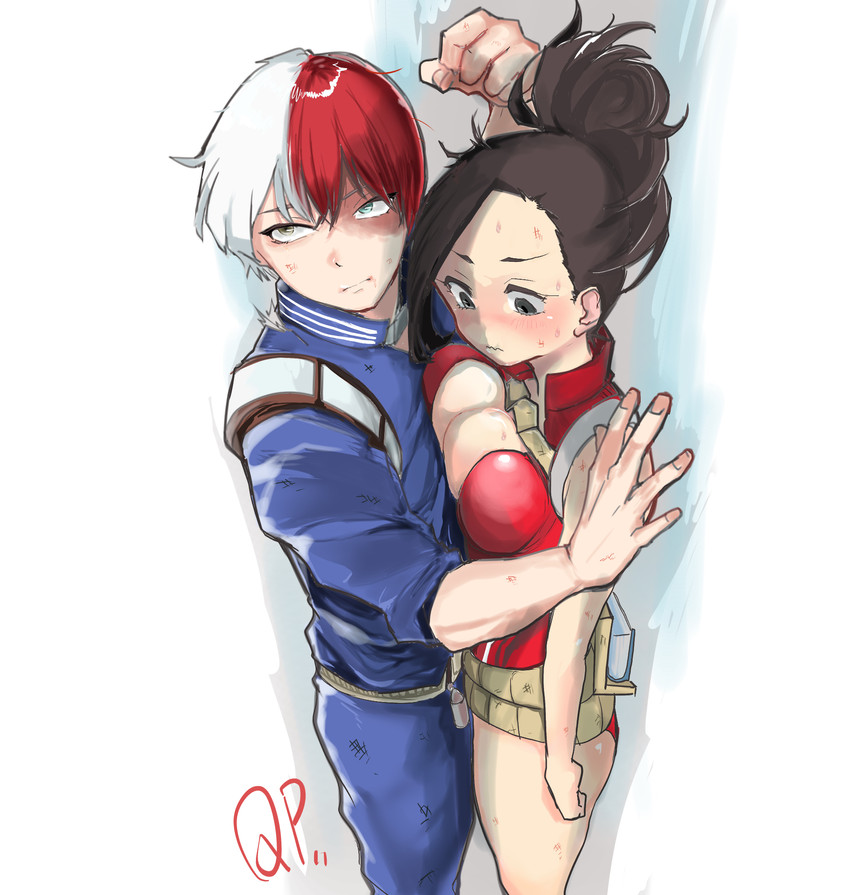todoroki shoto and yaoyorozu momo (boku no hero academia) drawn by qpqpqp117117