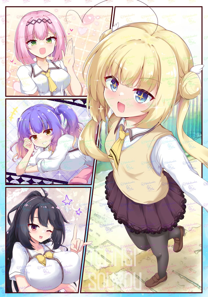 kohibari kurumi, tanikaze amane, shirayuki noa, and hoshikawa kaguya (tenshi souzou re-boot!) drawn by hakutocake