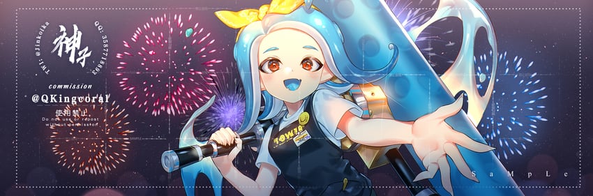 octoling player character and octoling girl (splatoon) drawn by jinkoika