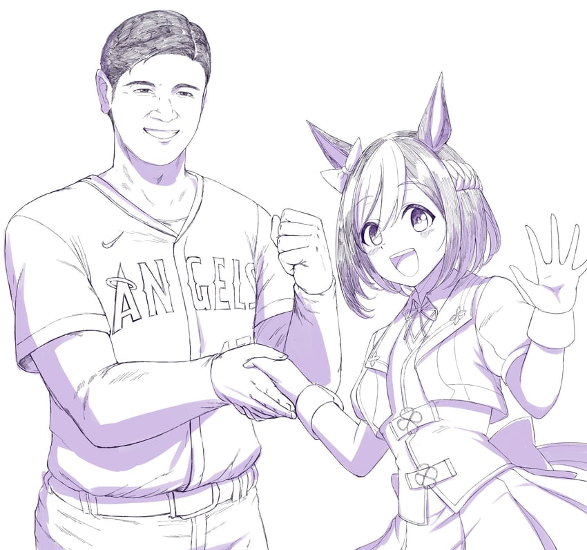 special week and ootani shouhei (umamusume and 2 more) drawn by same_kujira_(challenger_310)