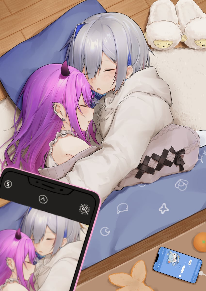 tokoyami towa and amane kanata (hololive) drawn by imu_chi