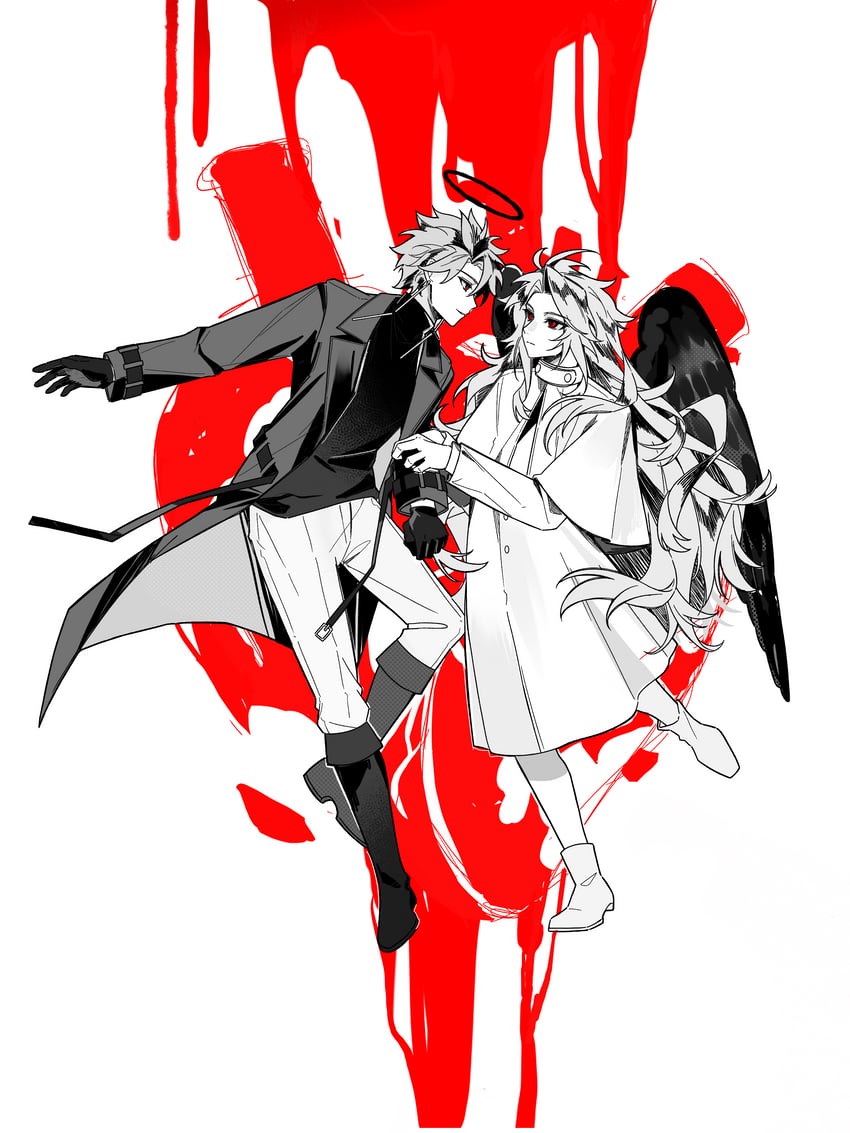 hatsutori hajime and theodore riddle (saibou shinkyoku) drawn by haoe_(157876)