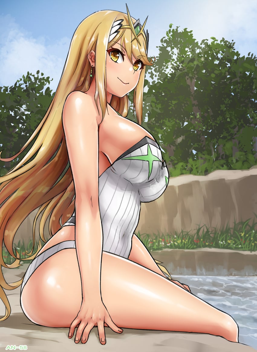 mythra (xenoblade chronicles and 1 more) drawn by angoha