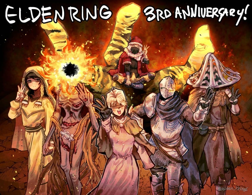 finger maiden hyetta, midra lord of frenzied flame, roundtable knight vyke, bloody finger hunter yura, three fingers, and 3 more (elden ring) drawn by elden_things