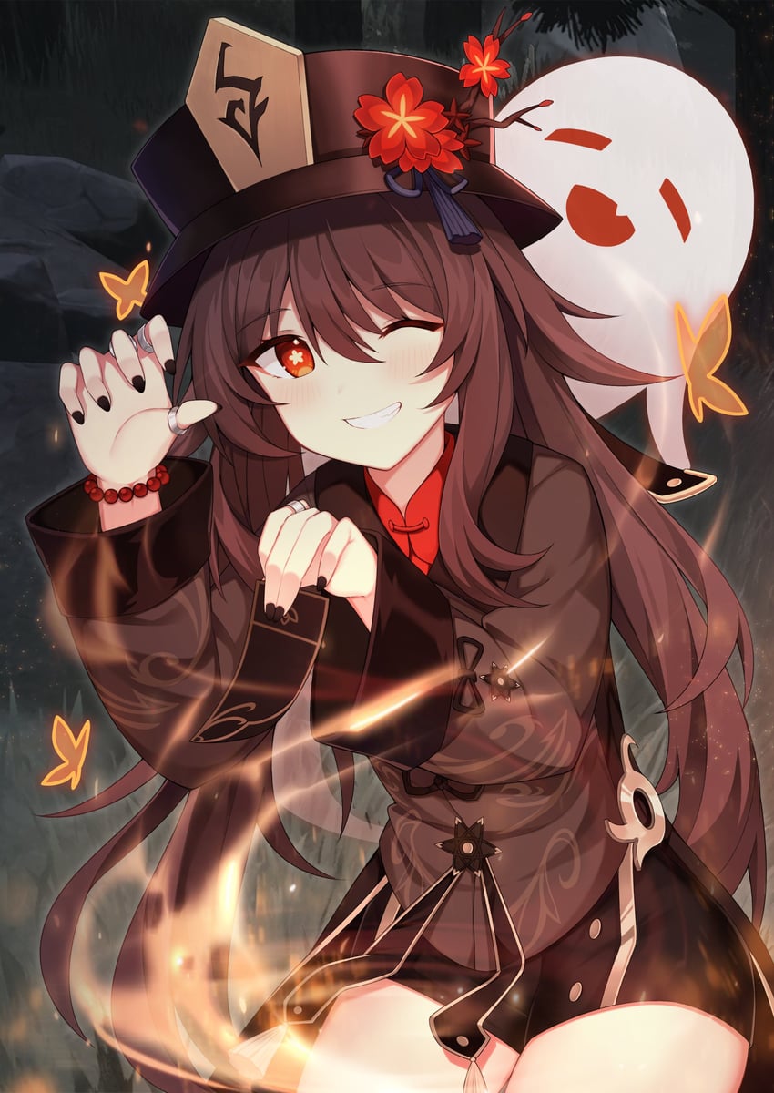hu tao and boo tao (genshin impact) drawn by paaru