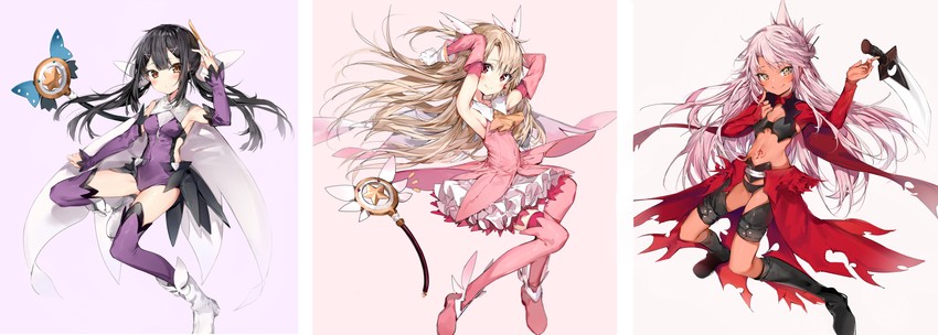 illyasviel von einzbern, chloe von einzbern, miyu edelfelt, prisma illya, magical ruby, and 1 more (fate and 1 more) drawn by silver_(chenwen)