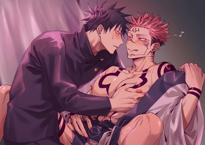 fushiguro megumi and ryoumen sukuna (jujutsu kaisen) drawn by azukiharuta_ju