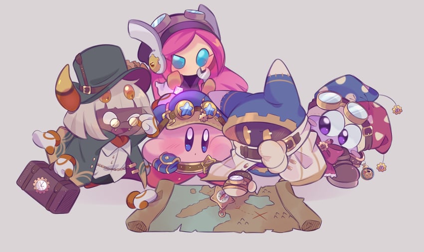 kirby, magolor, marx, taranza, and susie (kirby and 1 more) drawn by fafameow
