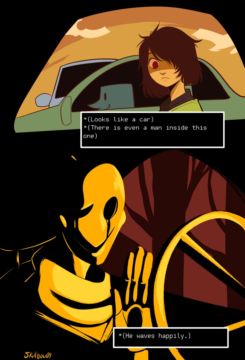 kris, w.d. gaster, and snail guy (deltarune) drawn by skullybow7