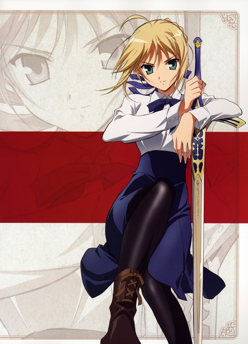artoria pendragon and saber (fate and 1 more) drawn by fujii_maki
