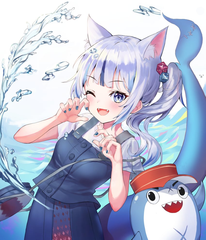 gawr gura and bloop (hololive and 1 more) drawn by lipton_(user_nfaw4242)