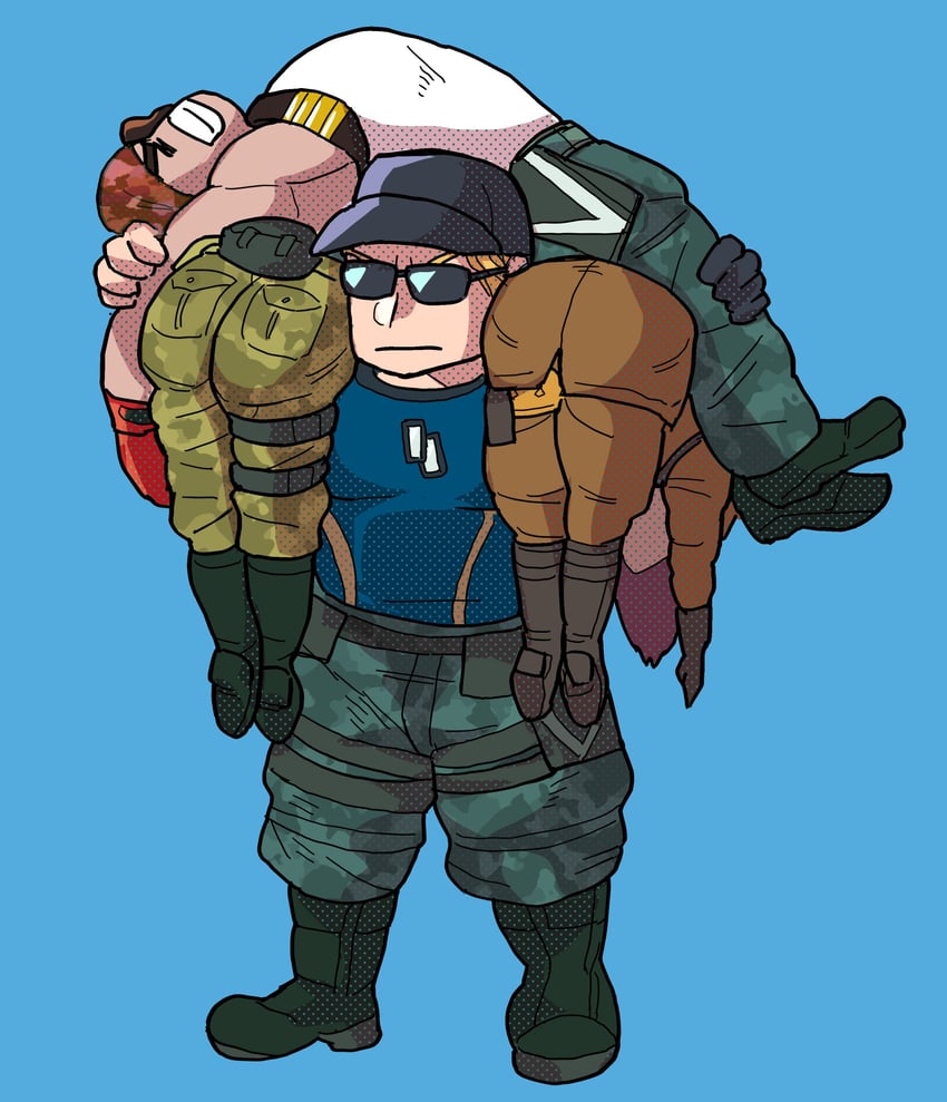 leona heidern, whip, ralf jones, and clark still (the king of fighters) drawn by bardothodol