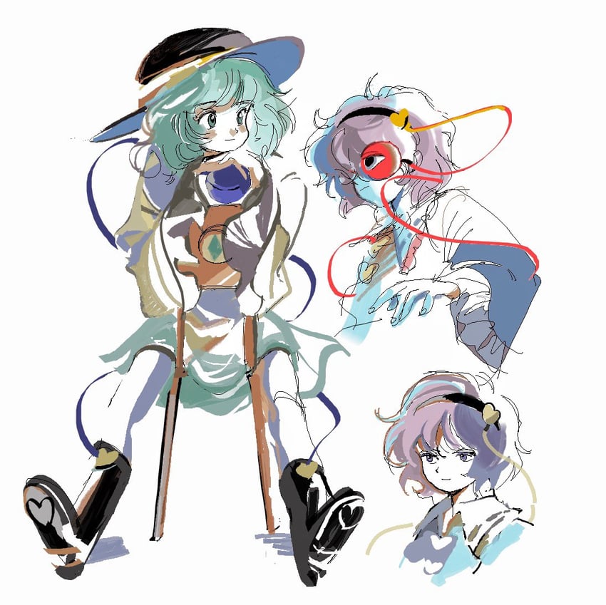 komeiji koishi and komeiji satori (touhou) drawn by 6osquet