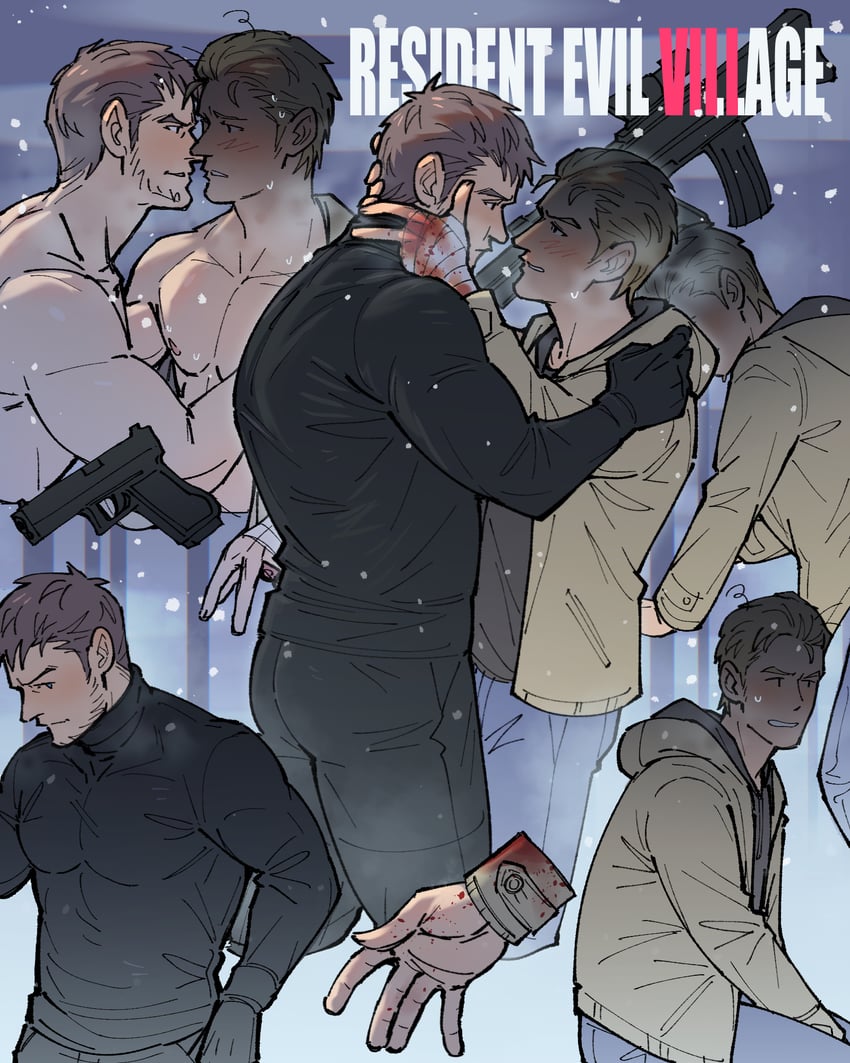 chris redfield and ethan winters (resident evil and 1 more) drawn by kalamari