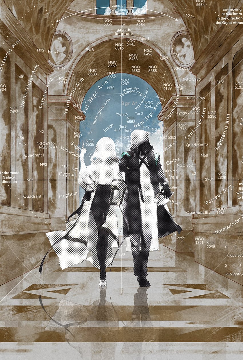 doctor and priestess (arknights and 1 more) drawn by paopp9961
