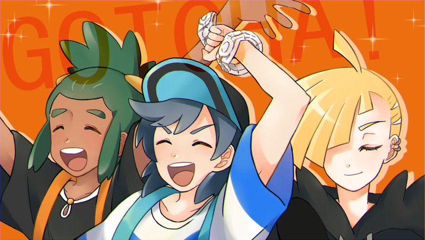 elio, gladion, and hau (pokemon and 2 more) drawn by daifuku_(pokefuka_art)