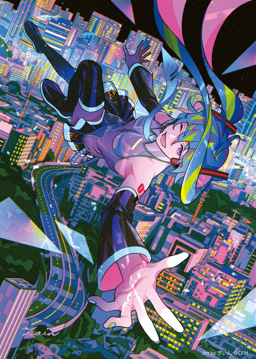 hatsune miku (vocaloid and 1 more) drawn by zain