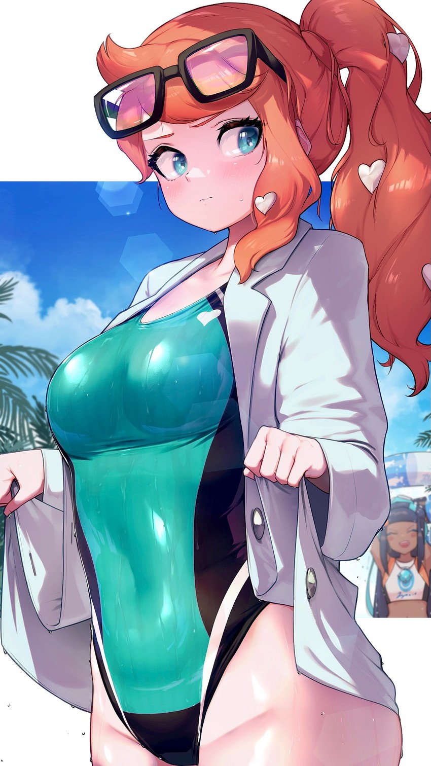 nessa and sonia (pokemon and 1 more) drawn by kashu_(hizake)