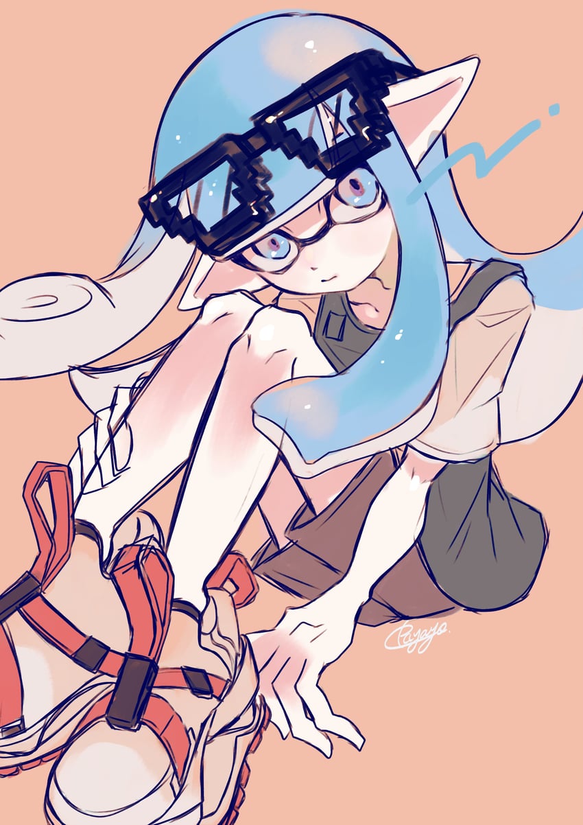 inkling player character and inkling girl (splatoon and 1 more) drawn by payayo884