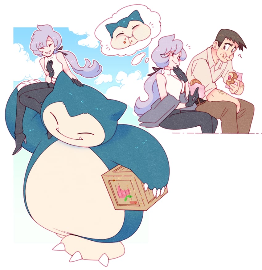 snorlax, anabel, and looker (pokemon and 1 more) drawn by vergolophus