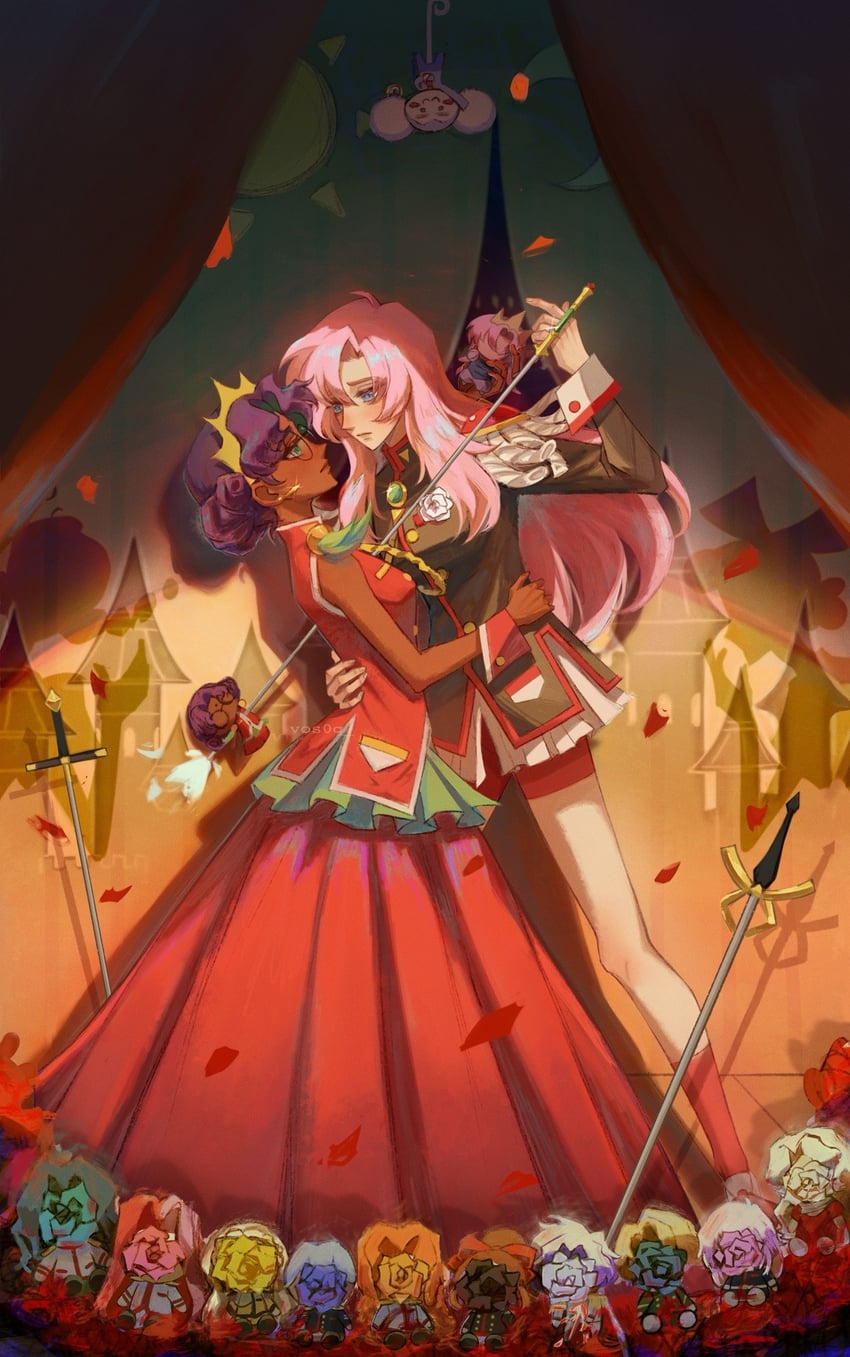 tenjou utena, himemiya anthy, arisugawa juri, kiryuu touga, chu chu, and 8 more (shoujo kakumei utena) drawn by vos0q