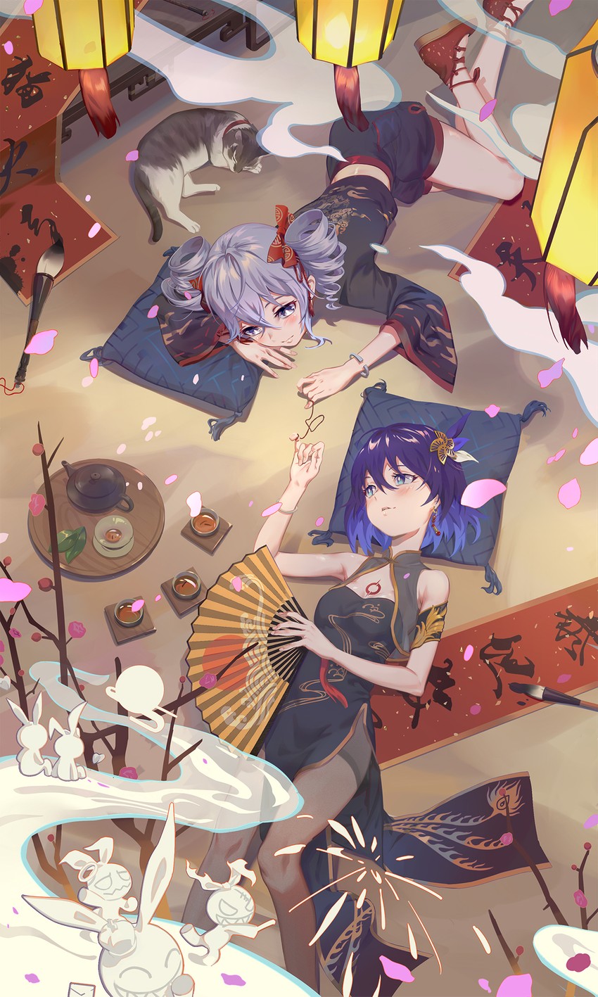 bronya zaychik, seele vollerei, homu, and hola (honkai and 1 more) drawn by dubian_xiang