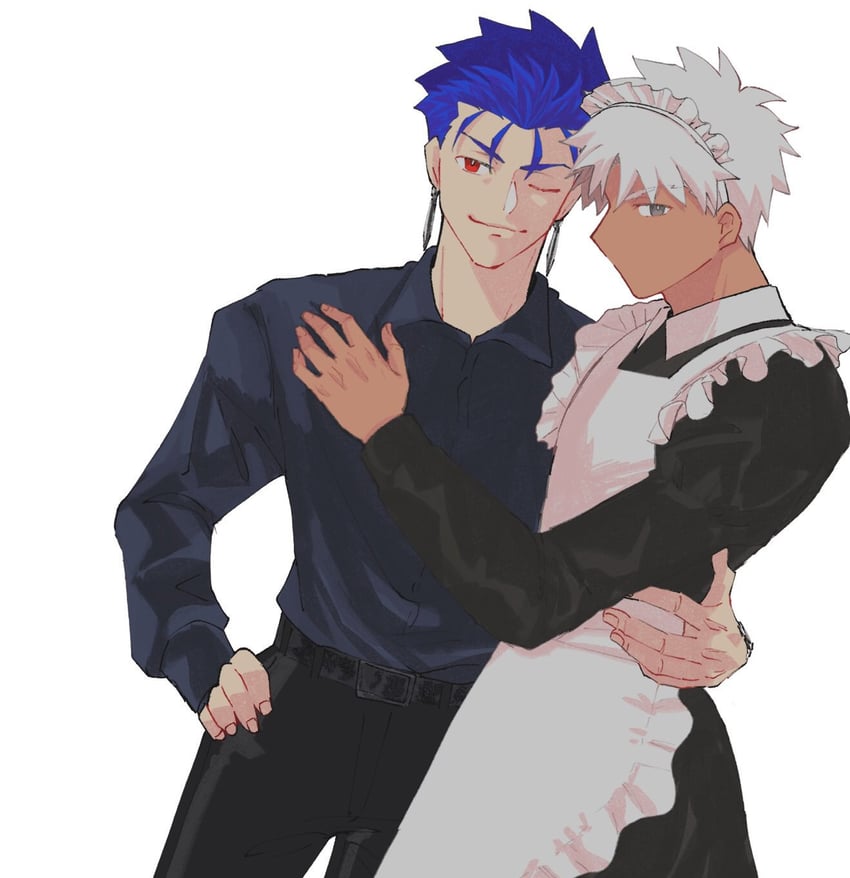 cu chulainn and archer (fate and 1 more) drawn by harusima