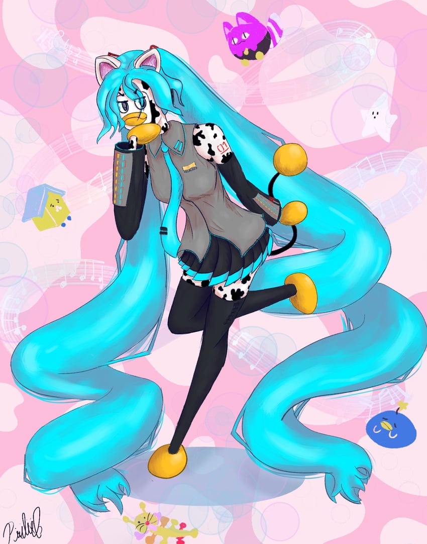 hatsune miku and peepy (vocaloid and 1 more) drawn by pixiedixiedo