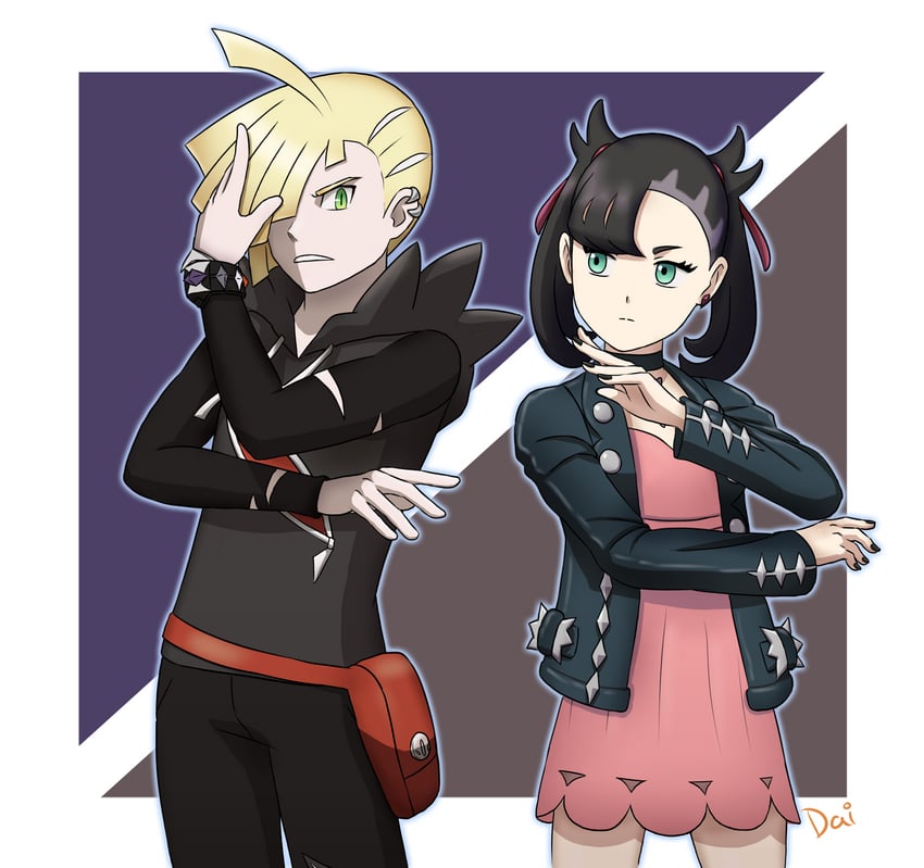 marnie and gladion (pokemon and 2 more) drawn by aurantia_ignis