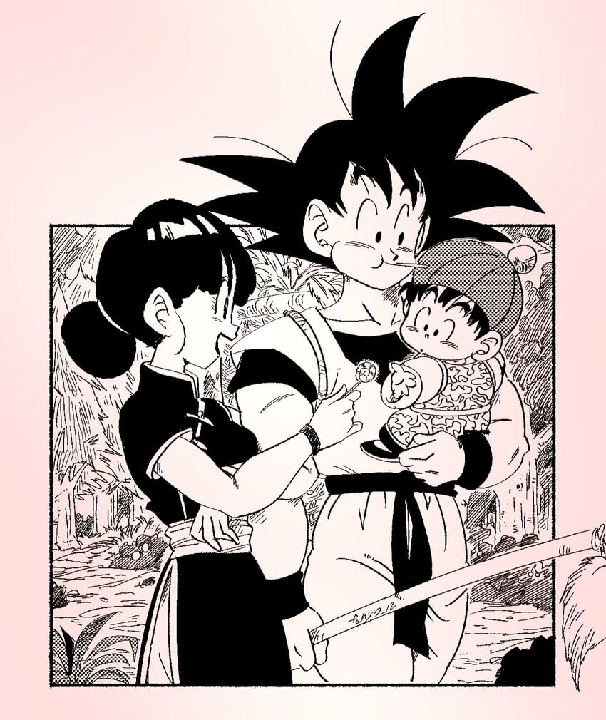 son goku, son gohan, and chi-chi (dragon ball and 1 more) drawn by fenyon
