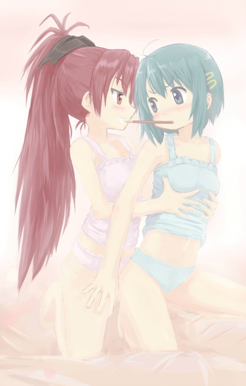 miki sayaka and sakura kyoko (mahou shoujo madoka magica) drawn by hangaku