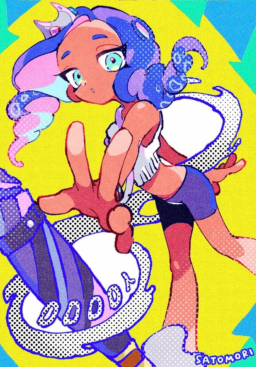 octoling player character and octoling girl (splatoon and 1 more) drawn by satomori