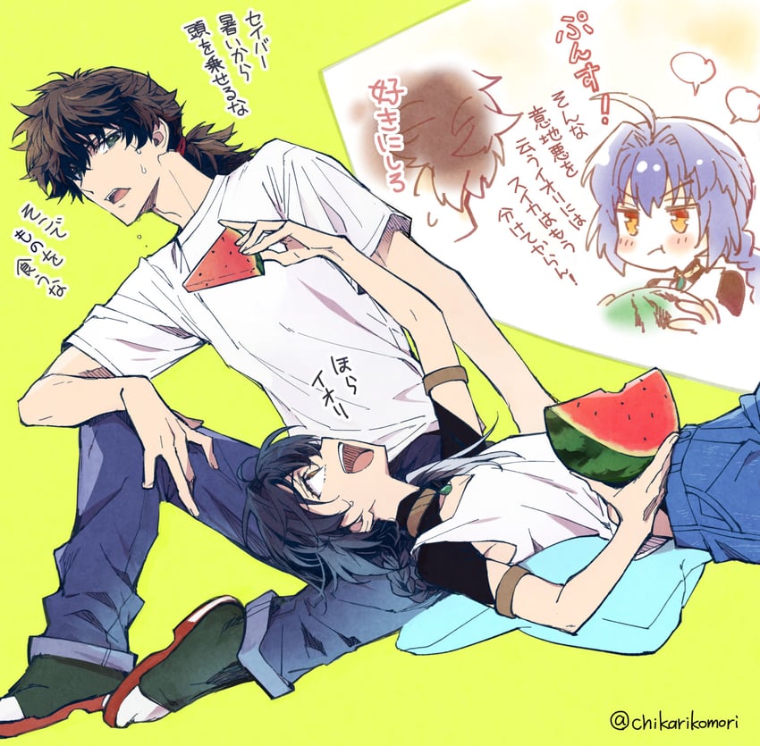 yamato takeru and miyamoto iori (fate and 1 more) drawn by chikariya