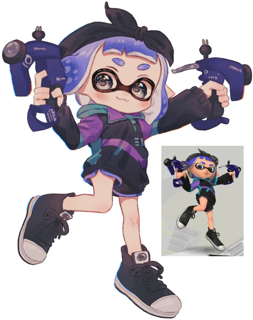 inkling player character and inkling girl (splatoon and 1 more) drawn by ochocho2828