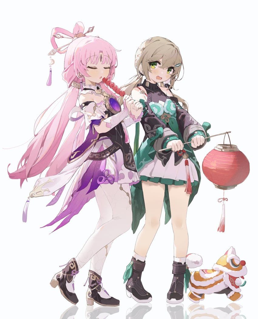 fu xuan and qingque (honkai and 1 more) drawn by coria