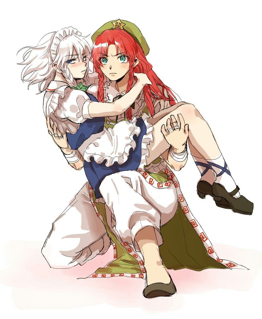 izayoi sakuya and hong meiling (touhou) drawn by kuya_(hey36253625)