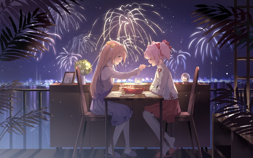kaname madoka and itsuka chie (original and 1 more) drawn by morimori_(14292311)