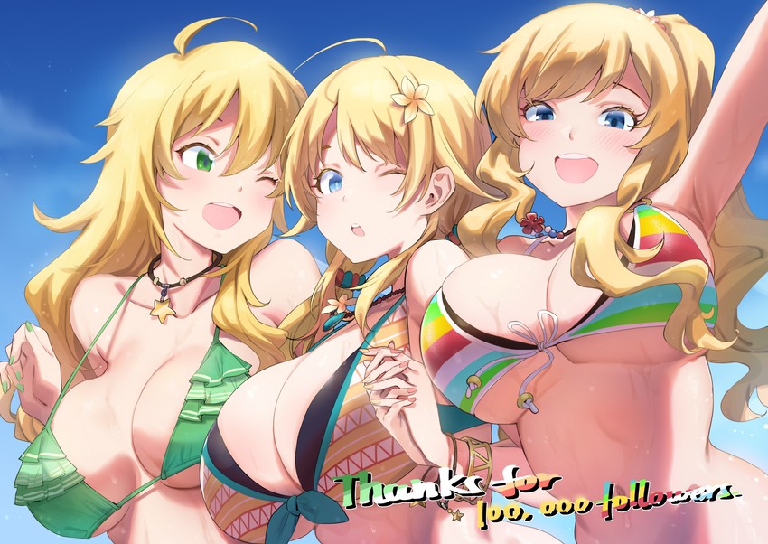 hoshii miki, ohtsuki yui, and hachimiya meguru (idolmaster and 2 more) drawn by djheycha