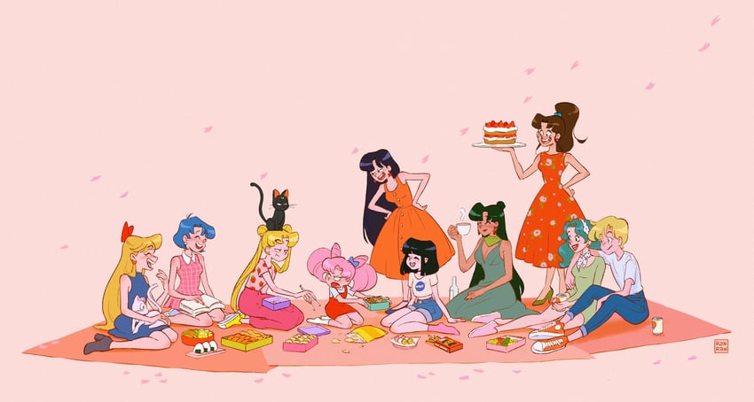 tsukino usagi, mizuno ami, aino minako, hino rei, kino makoto, and 7 more (bishoujo senshi sailor moon) drawn by ranpanda